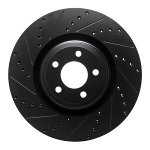 Ford Police Interceptor Utility Brake Rotor (1) - Front Left - R1 Concepts - Drilled & Slotted - Black - `20-`25